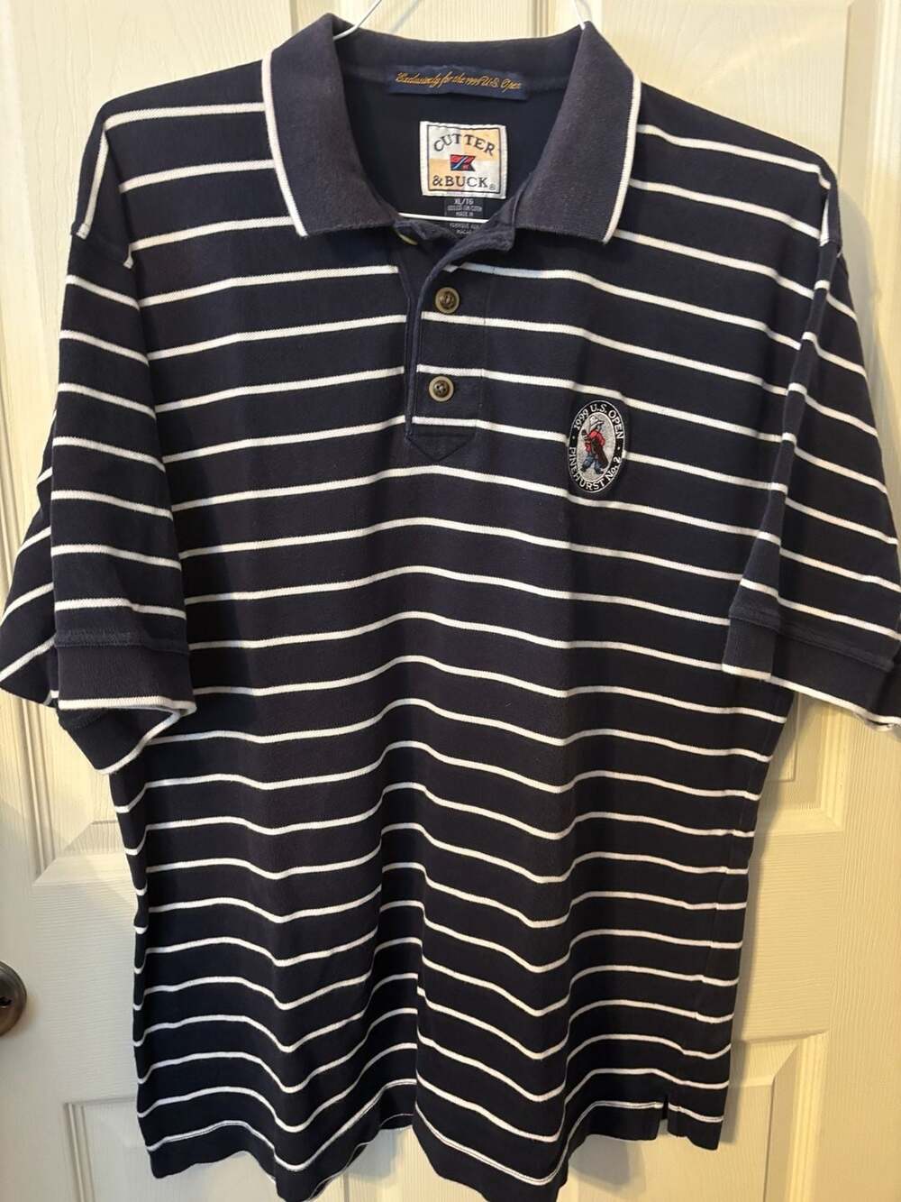 Vintage Cutter & Buck 1999 U.S. Open Pinehurst No. 2 Striped Polo Shirt XL